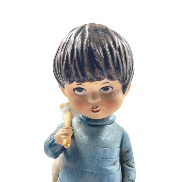 Vintage Gorham Moppets 1973 Fran Mar Music Box Figurine Boy Fishing - Picture 4 of 11